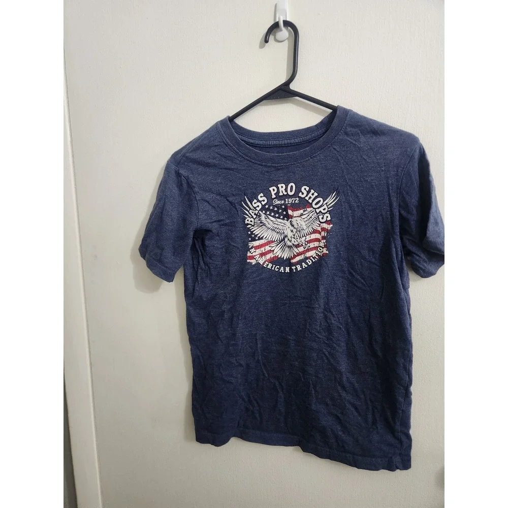 Bass Pro Shops Mens XL Navy Blue American Tradition Eagle Graphic T-Shirt